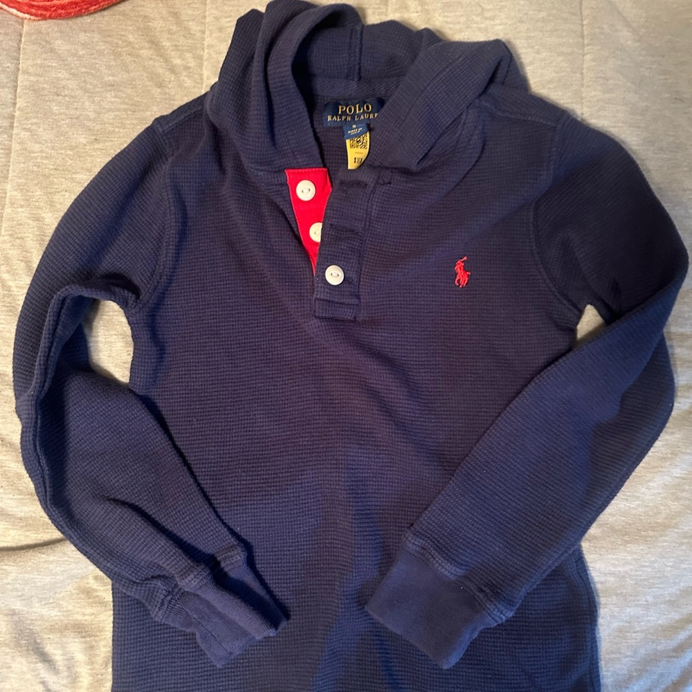 🐎 Polo by Ralph Lauren Blue and Red Quarter-Zip Sweatshirt